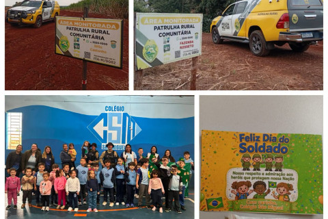 Equipe esteve no Colégio São Miguel, onde recebeu uma homenagem em alusão ao "Dia do Soldado