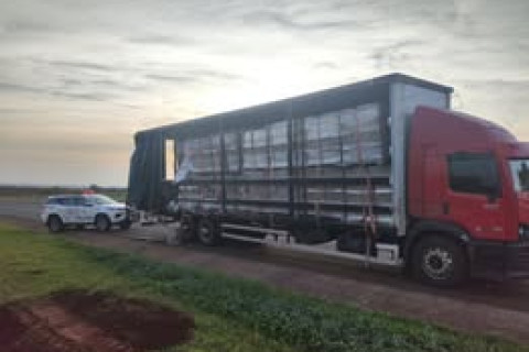 POLICIAMENTO RODOVIÁRIO PRENDE CRIMINOSO TRANSPORTANDO 250.000 MAÇOS DE CIGARROS CONTRABANDEADOS EM SANTA CRUZ DO RIO PARDO SP
